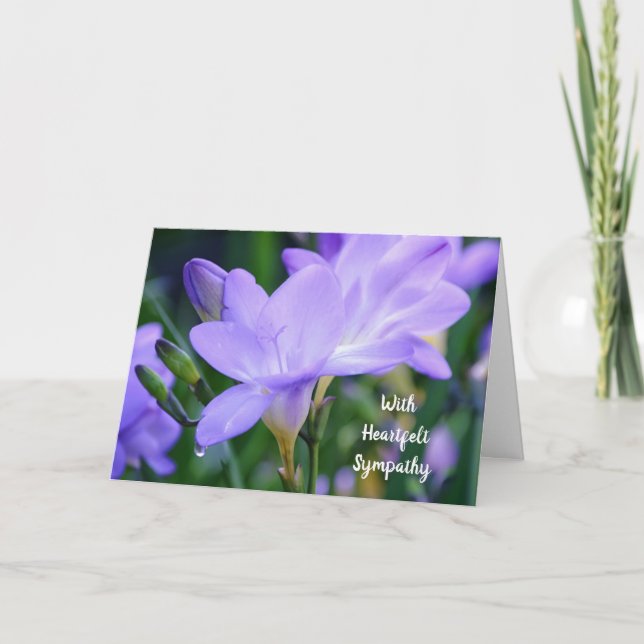 Remerciements Purple Freesia Tear Drop Scripture Carte de Sympat (Devant)