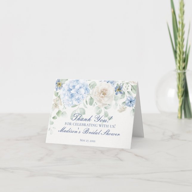 Remerciements Quelque chose de bleu Floral Hydrangea Carte de re (Devant)