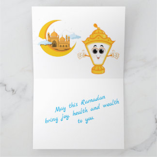 Remerciements Ramadan Kareem bleu Carte de voeux avec lanterne