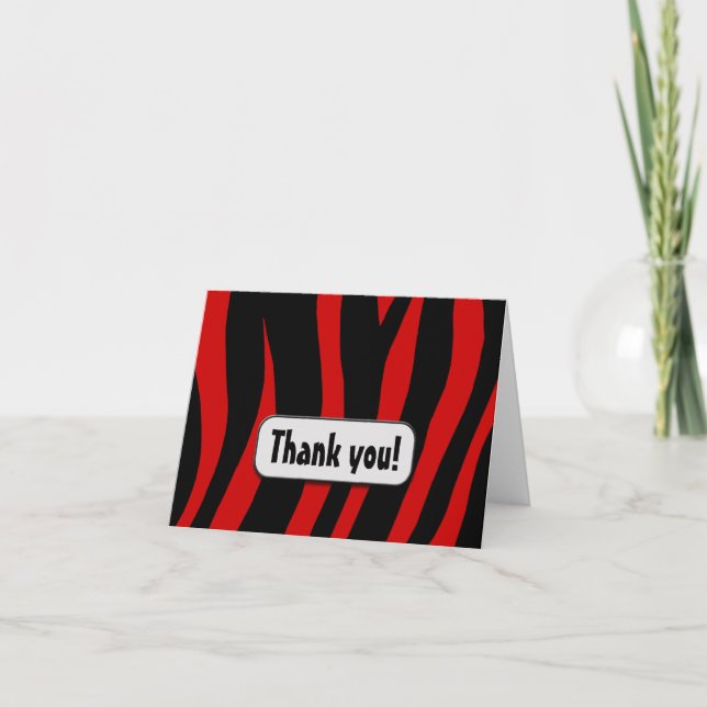 Remerciements Red Zebra Imprimer "Merci"! carte de note (Devant)