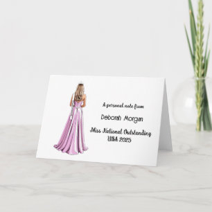 Remerciements Reine de beauté pliée carte de remerciement person
