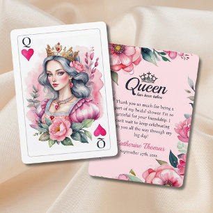 Remerciements Reine de Coeur Carte à Jouer Rose Baby Shower Mari