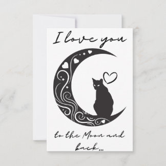 Remerciements Romantique chat simple plié carte de voeux