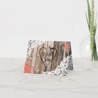 Remerciements Rustic Wood Baby's Breath Lace Carte de remercieme