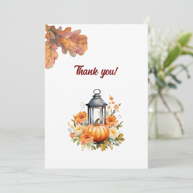 Remerciements Rustique et confortable Mariage d'automne Carte de (Debout devant)