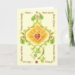 Remerciements Sacré Coeur du Christ avec carte de voeux