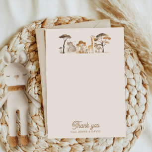 Remerciements Safari sauvage Animaux Baby shower Carte de remerc