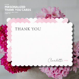 Remerciements Simple carte de remerciement à carreaux rose pâle