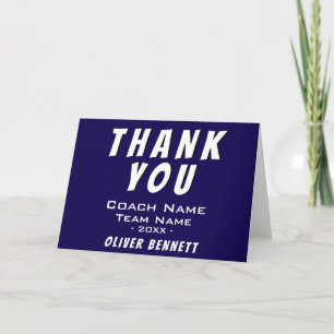 Remerciements Simple Carte de Remerciement Coach Sport Bleu
