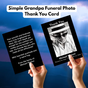 Remerciements Simple Grandpa Funeral Photo Carte de remerciement