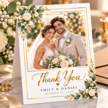 Simple Photo Carte de Remerciement de Mariage Plat