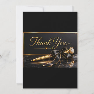 Remerciements Stylo en or noir Carte de remerciement | Black Tie