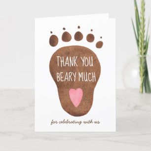 Remerciements Teddy Bear Beary Beaucoup Baby shower Carte de rem