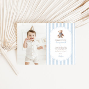Remerciements Teddy Bear Bleu 1er anniversaire Carte de remercie