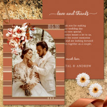 Terra Cotta Boho Mariage Photo Carte de remercieme