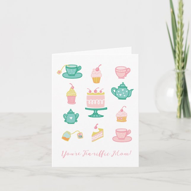 Remerciements T'es Tea-riffic Maman Tea Thémée Carte de fête des (Devant)