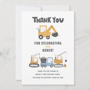 Remerciements Thème de construction Anniversaire Carte de remerc