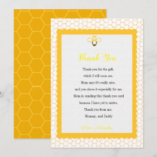 Remerciements Thèmes d'abeilles modernes baby shower carte de re
