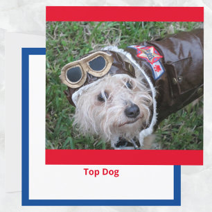 Remerciements Top Chien en costume d'aviateur Carte de note plat