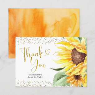 Remerciements Tournesol est sur le chemin Baby shower Carte de r