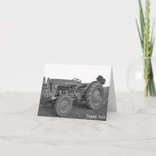 Remerciements Tracteur antique en noir et blanc Carte de remerci