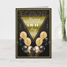 Triangle de carte d'anniversaire - Ballons d'or et