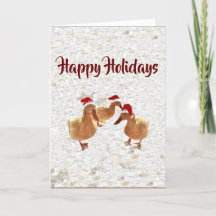 Trois canards Père Noël Jolly en neige carte de No
