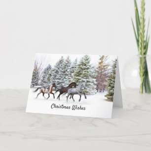Remerciements Trois Chevaux à la galopante dans la carte de Noël