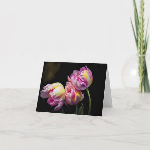 Remerciements Tulipes roses chantent la carte de note Blues