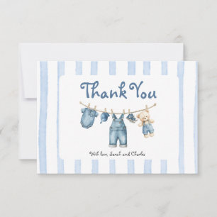 Remerciements Un Baby shower bébé bleu Jean Carte de remerciemen