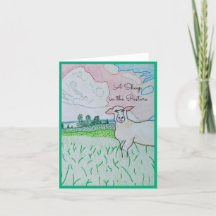 Remerciements Un mouton dans le pâturage Carte de voeux vierge