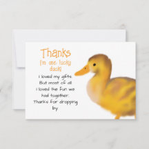 Une carte de remerciement One Lucky Duck