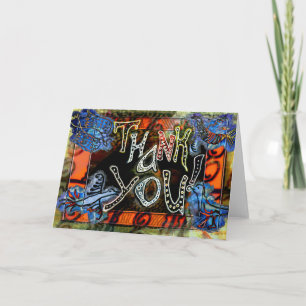 Remerciements Une carte lumineuse de "Merci" d'art populaire
