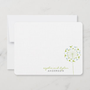 Remerciements Vert bleu Dandelions Aimer Mariage Carte de remerc