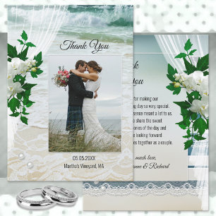 Remerciements Votre Mariage de dentelle de plage de photos Carte