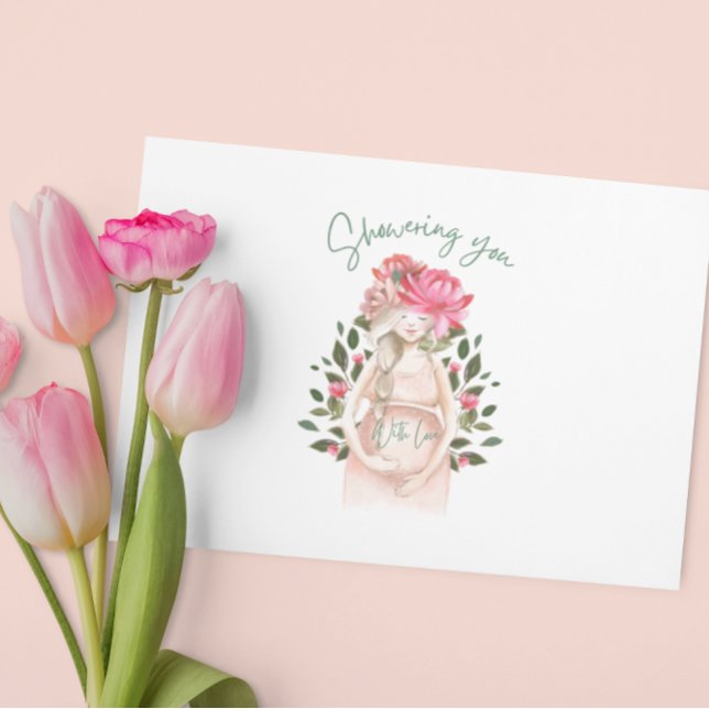 Remerciements Vous Doucher Avec Carte De Voeux Amoureux (Congratulate a special mommy to be with this watercolor, "Showering you with love" card! )