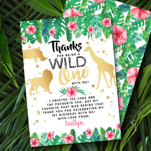 Remerciements Wild One Girls First Birthday Carte de remerciemen
