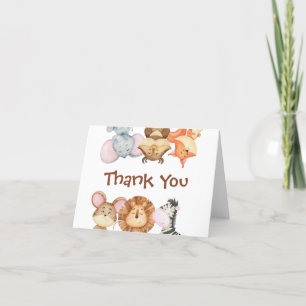 Remerciements Wild One Safari Animaux Baby shower Carte de remer