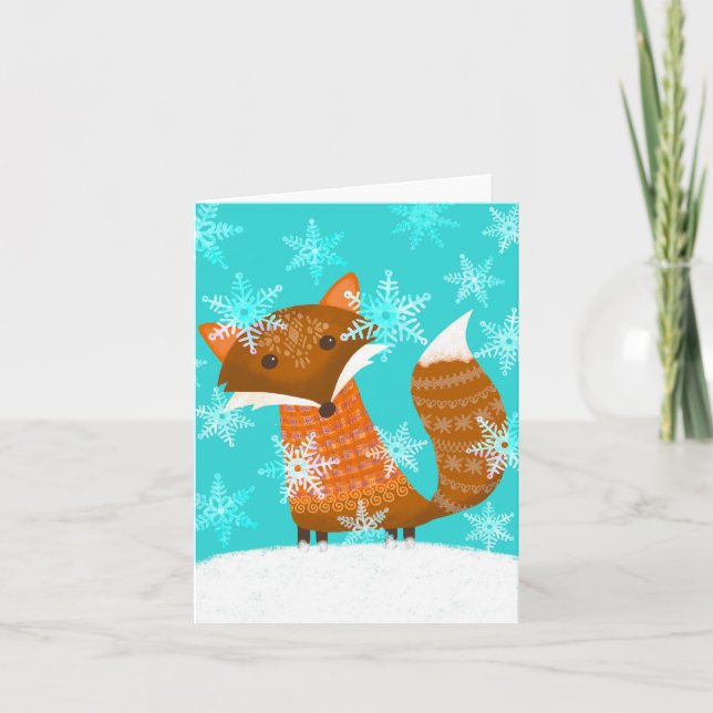 Remerciements Winter Fun Fox BLANK Carte de voeux (Devant)