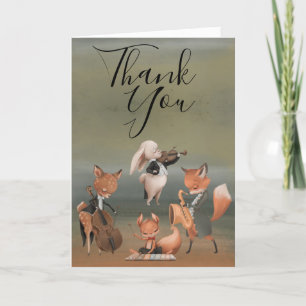Remerciements Woodlands Musicians Baby shower Carte de remerciem