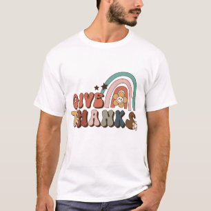 Remerciez Retro Rainbow Thanksgiving T-Shirt