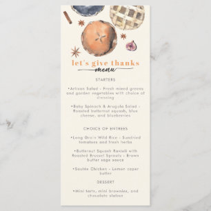 Remercions Watercolor Thanksgiving Menu