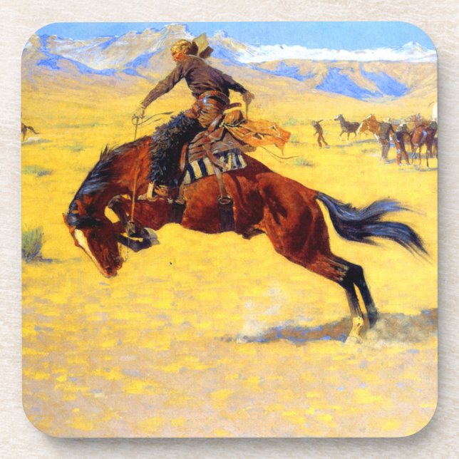 Remington Old West Horse und Cowboy Getränkeuntersetzer (Vorderseite)