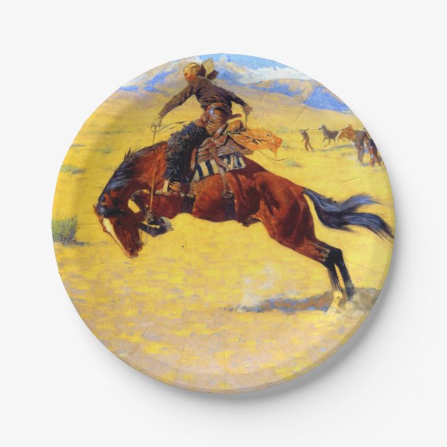 Remington Old West Horse und Cowboy Pappteller (Vorderseite)