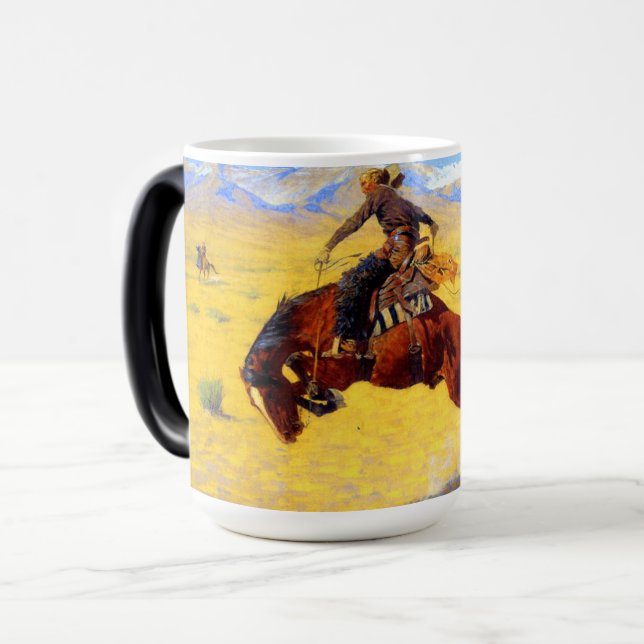 Remington Old West Horse und Cowboy Verwandlungstasse (Vorderseite Links)