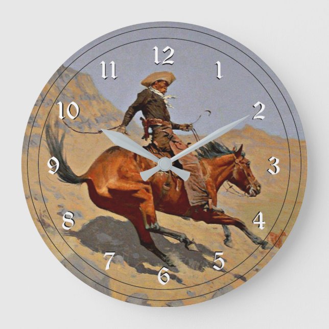Remington: The Cowboy, American Cowboy Große Wanduhr (Vorderseite)
