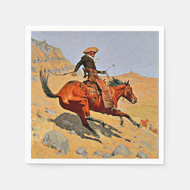 Remington - The Cowboy, berühmtes Bild Serviette (Vorderseite)