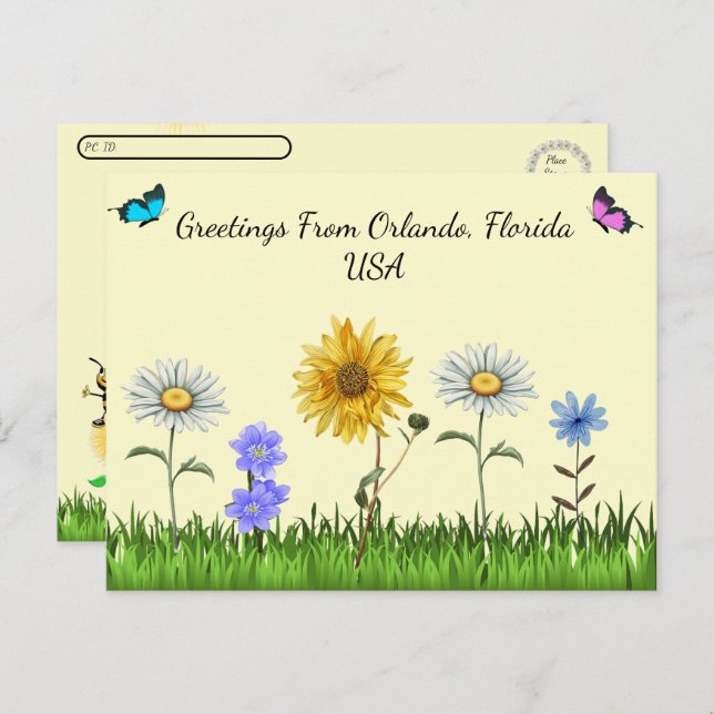 Remise Florale De La Carte Postale (Devant / Derrière)