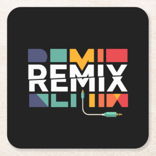 Remix-Audio DJ-Musik Retro-Geometrisches Grafikd Rechteckiger Pappuntersetzer