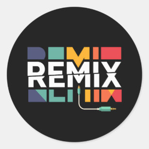 Remix-Audio DJ-Musik Retro-Geometrisches Grafikd Runder Aufkleber